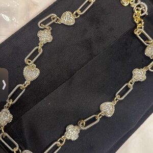 Gold and Silver Heart & Clover Station Necklace